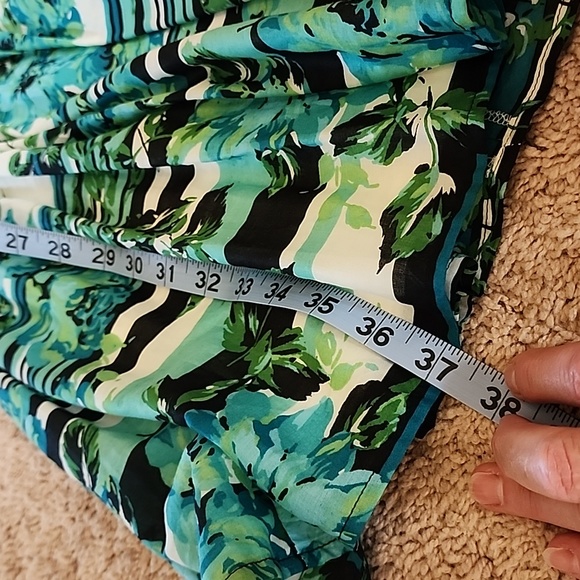 Teal, cream, light blue floral dress 10 - Picture 11 of 12